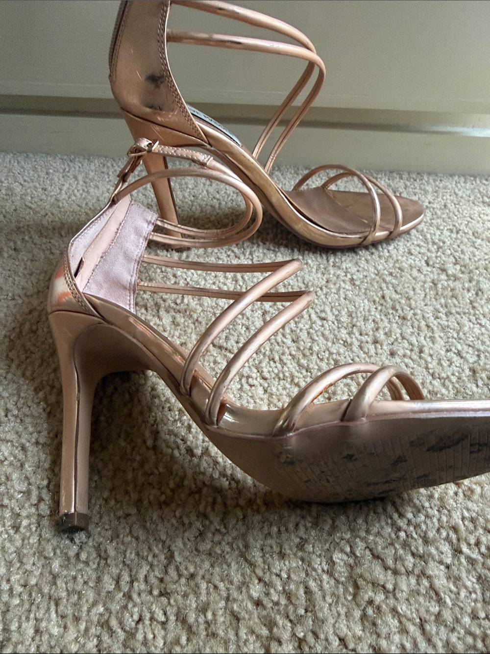 Steve Madden Rose Gold Strappy Stiletto Heels - Picture 5 of 5